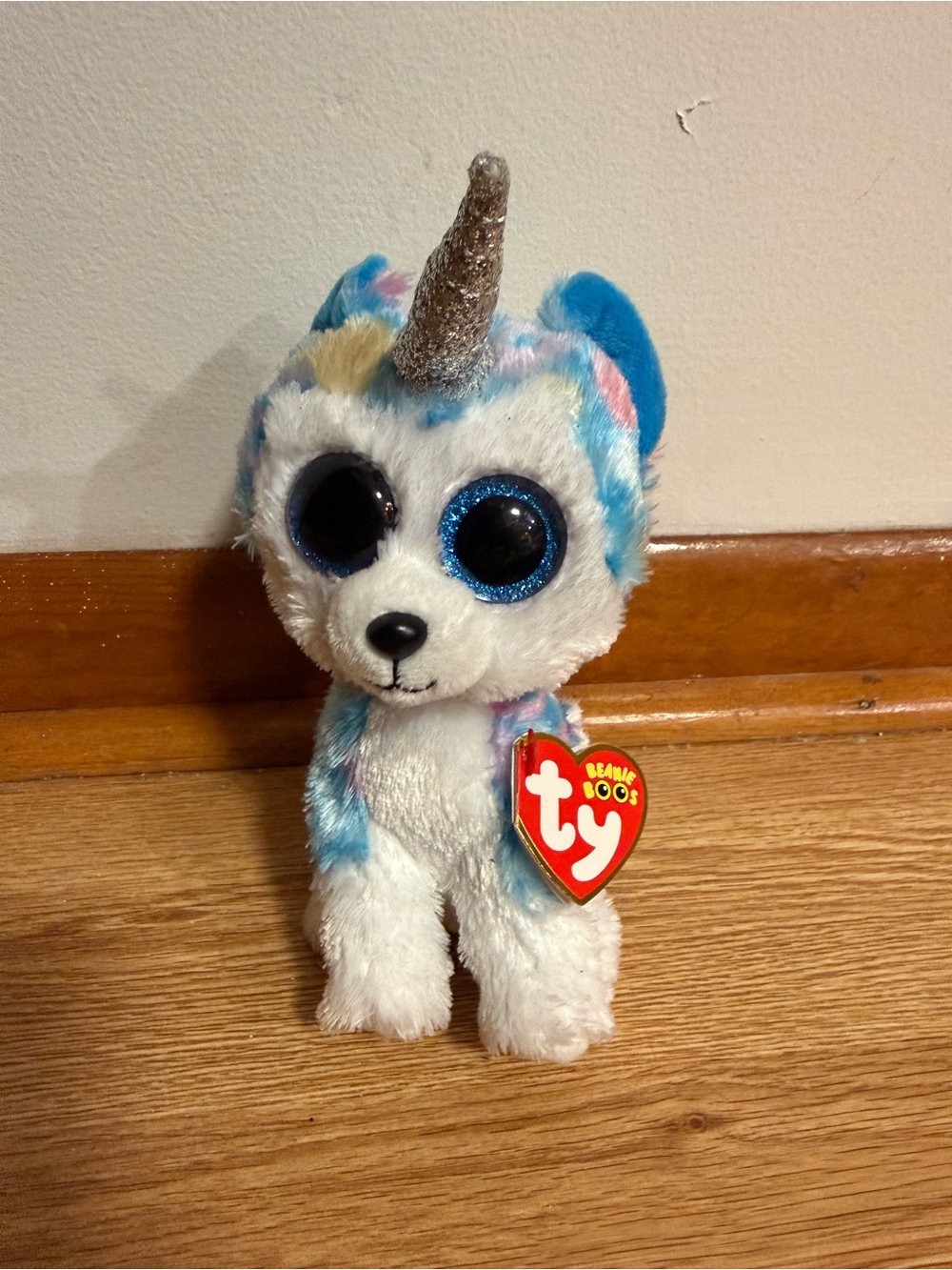 Ty Beanie Boos Helena the Husky Unicorn 6" Plush Silver Horn Blue Dog NWT
